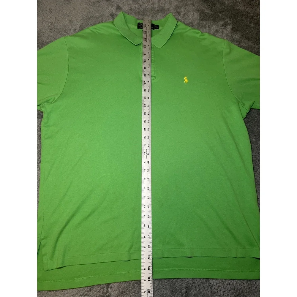 VTG Polo By Ralph Lauren Men's Short Sleeve Green Polo Shirt Yellow Pony SZ XL